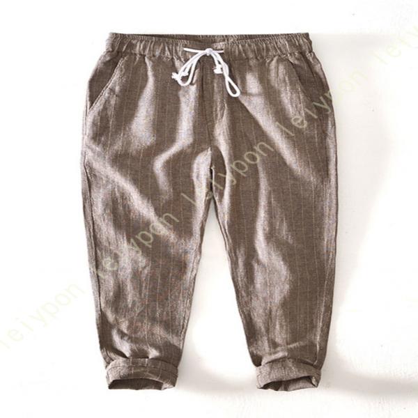 ジョガーパンツ 9分丈 アンクルパンツ クロップドパンツ メンズ 綿麻 イージーパンツ リネン パン...