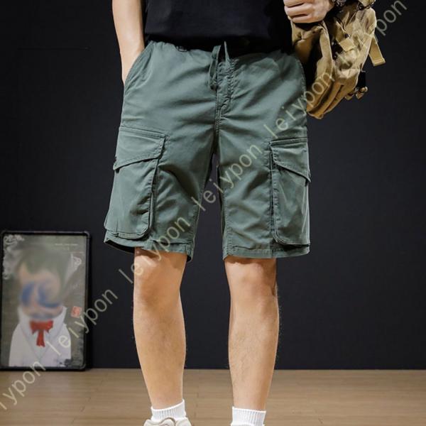 クロップドパンツ メンズ ミリタリー ゆったり ウエストゴム 薄手 チノパンツ カーゴパンツ イージ...