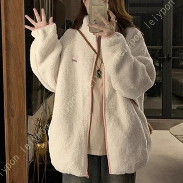 ボアジャケット レディース もこもこ 暖かい ボアブルゾン ゆったり ふわふわ ファー ボアコート ...