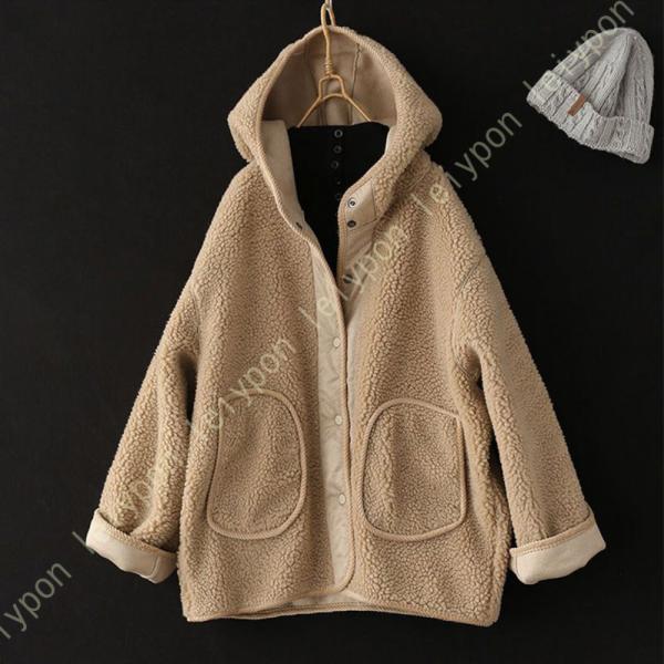 ボア ブルゾン レディース ムートンコート ボア ファー コート 秋 冬 フード付き 可愛いアウター...