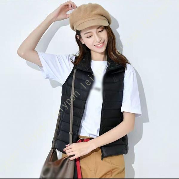 美シルエット ダウンベスト ベスト レディース 薄い 軽い 襟付き ナイロン キャンプ アウター 秋...