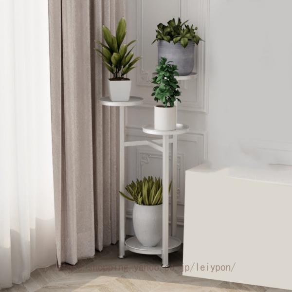 フラワースタンド アイアン スリム 省スペース シンプル プランタースタンド 花台 植木鉢台 鉄製 ...