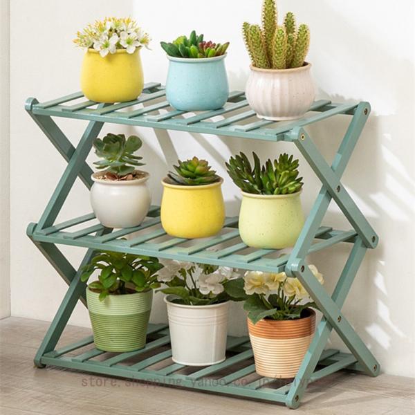 フラワースタンド ラック 花瓶台 収納 ディスプレイ 家庭菜園 天然木 フラワーラック 鉢置き 竹製...