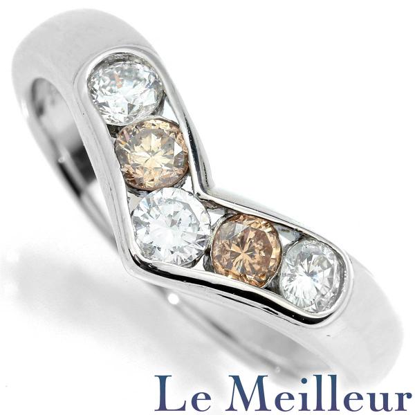 V字リング 指輪 ダイヤモンド 0.62ct プラチナ Pt850 13号 中古 返品OK