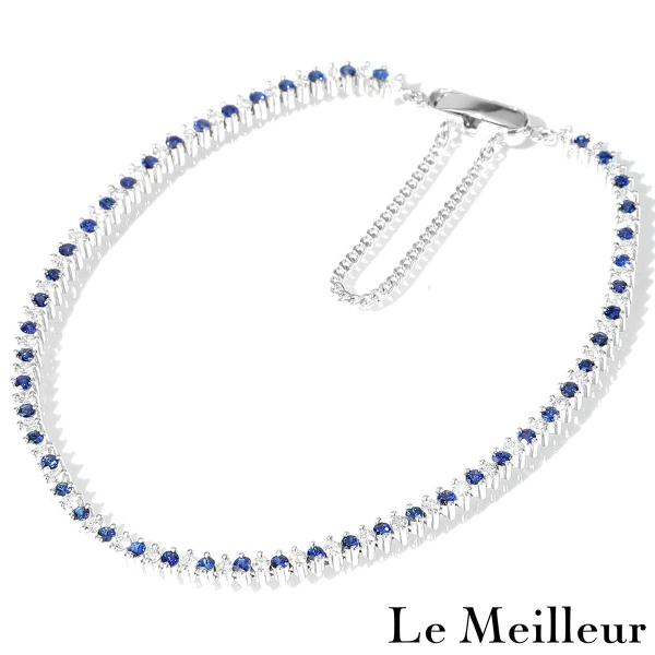 ブルーサファイア 0.98ct ダイヤモンド 1.03ct プラチナ Pt850 テニスブレスレット...