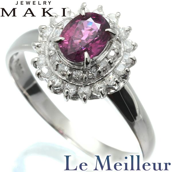 ジュエリーマキ ヘイローデザインリング 指輪 ルビー 0.7ct ダイヤモンド 0.28ct Pt8...