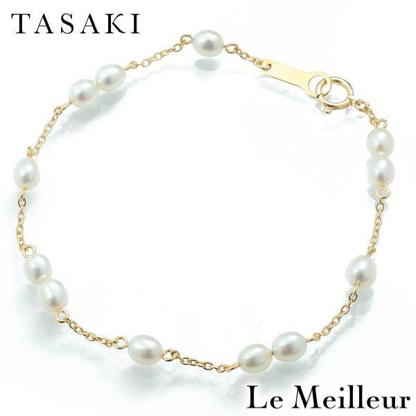 タサキ TASAKI パール ステーション ブレスレット 真珠 イエローゴールド K18YG ブレス...