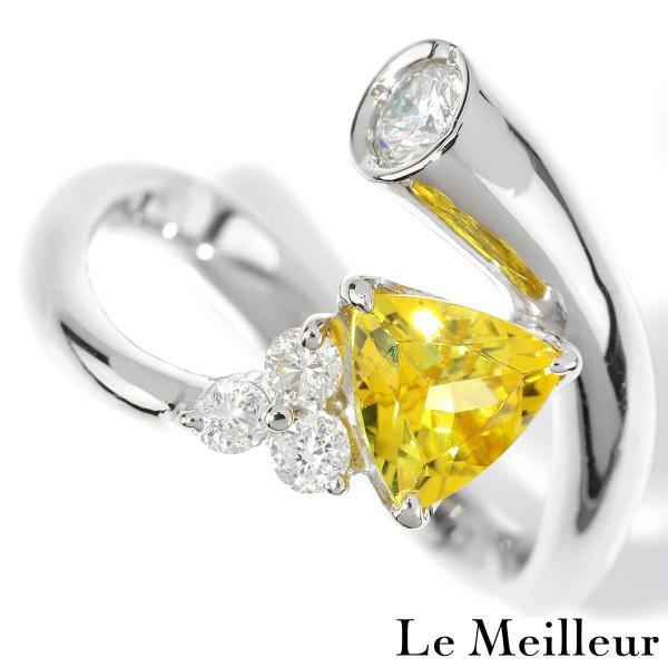 リング SIクラス 指輪 イエロートルマリン 1.02ct ダイヤモンド 0.35ct プラチナ P...