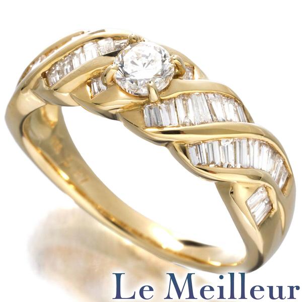 ツイストデザインリング 指輪 ダイヤモンド 0.6ct ダイヤモンド 0.27ct イエローゴールド...