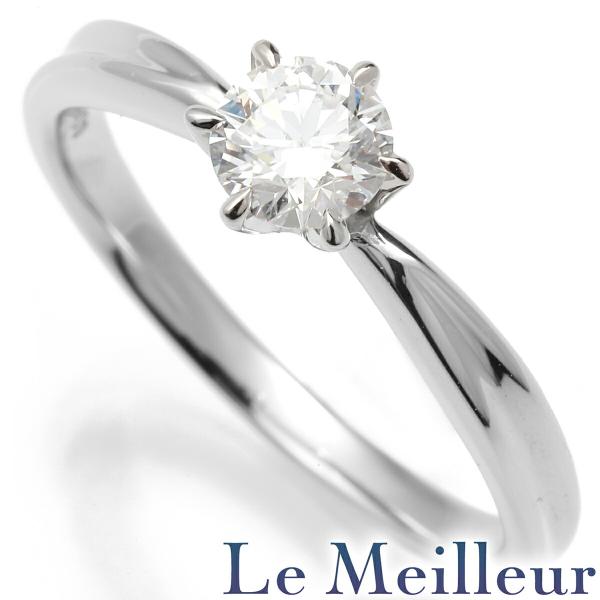 ソリティアリング Eカラー VS1 Exellent 指輪 ダイヤモンド 0.41ct プラチナ P...