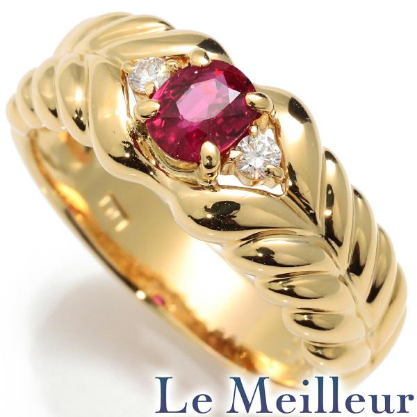 クラシックデザインリング 指輪 ルビー 0.58ct ダイヤモンド K18 14号 中古 返品OK