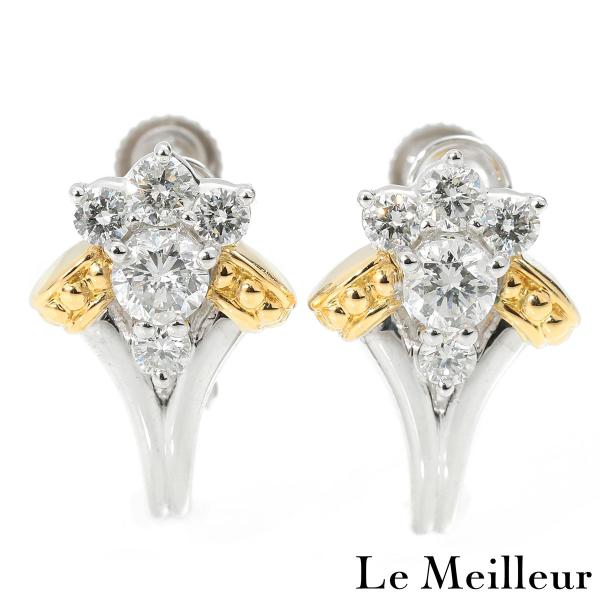 ダイヤモンド 0.72ct プラチナ Pt900 コンビネーション イヤリング  新品仕上済 中古 ...