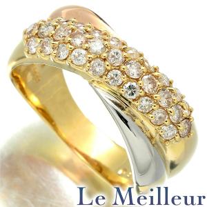 Pt900 プラチナ K18YG イエローゴールド コンビ ダイヤ0.07ct リング  