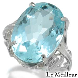 リング 指輪 アクアマリン 4.12ct ダイヤモンド Pt900 13号 中古  