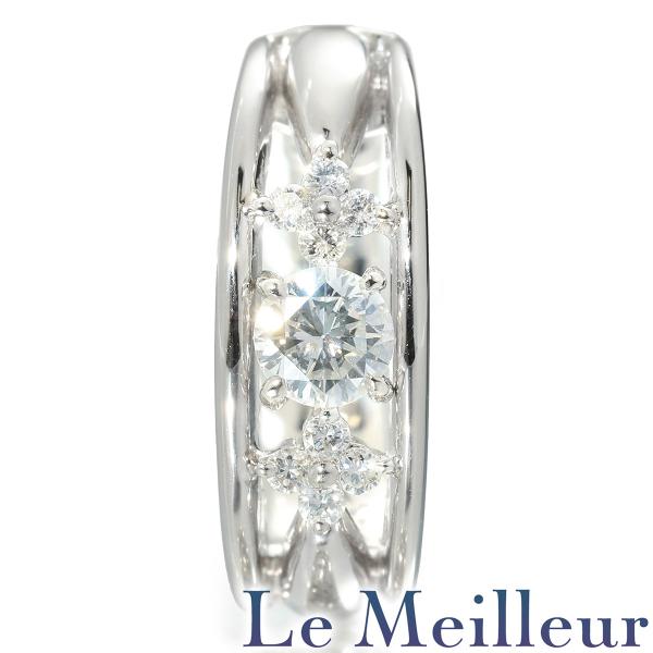 フラワーモチーフフープデザイン 片耳ピアス ダイヤモンド 0.3ct プラチナ Pt900 中古 返...