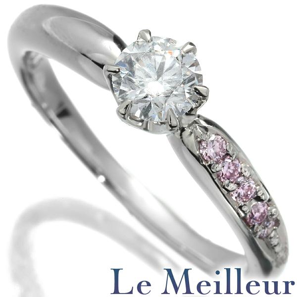 リング H&amp;C Dカラー SI1 VERY GOOD 指輪 ダイヤモンド 0.408ct ピンクダイ...