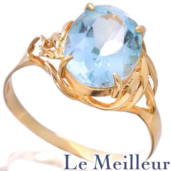 リング 指輪 ブルートパーズ イエローゴールド K18YG 13号 中古 返品OK