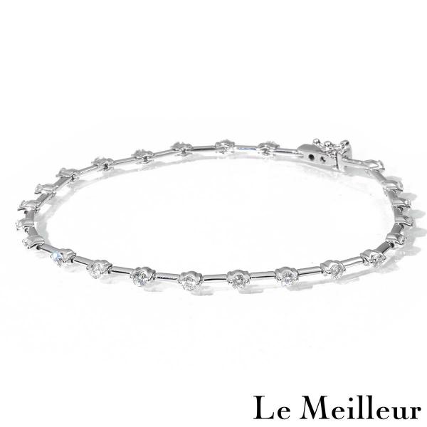 ダイヤモンド 1.25ct ホワイトゴールド K18WG ダイヤ ステーション ブレスレット ブレス...