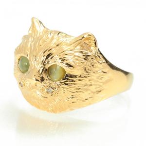 ネフライトキャッツアイ 0.45ct ダイヤモ...の詳細画像1