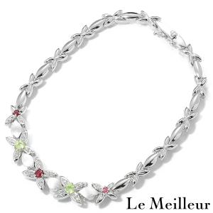 ブレスレット ルビー ペリドット 0.21ct ホワイトゴールド K14WG 中古 返品OK