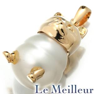 アヒルモチーフ パールペンダントトップ 真珠 8.0×15.0mm K18 中古