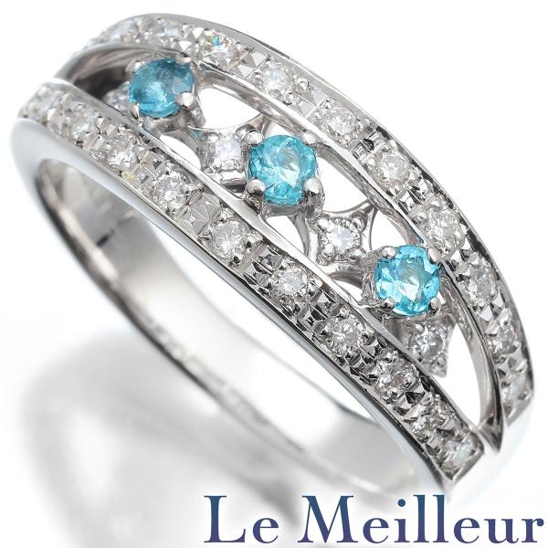 リング 指輪 パライバトルマリン ダイヤモンド 0.27ct プラチナ Pt900 12号 中古 返...