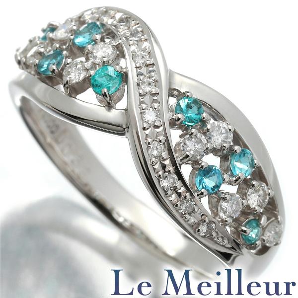 リング 指輪 パライバトルマリン ダイヤモンド 0.33ct プラチナ Pt900 16号 中古 返...