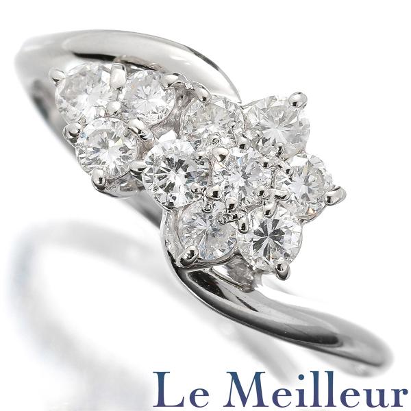 ダイヤモンド 0.5ct プラチナ Pt900 フラワーデザイン リング 10号 指輪 未使用品【R...