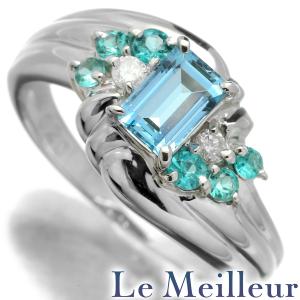 リング 指輪 アクアマリン 4.12ct ダイヤモンド Pt900 13号 中古  