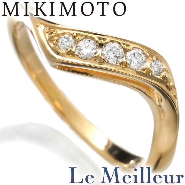 ミキモト V字デザインリング 指輪 ダイヤモンド K18 10号 MIKIMOTO  中古 プレラブ...