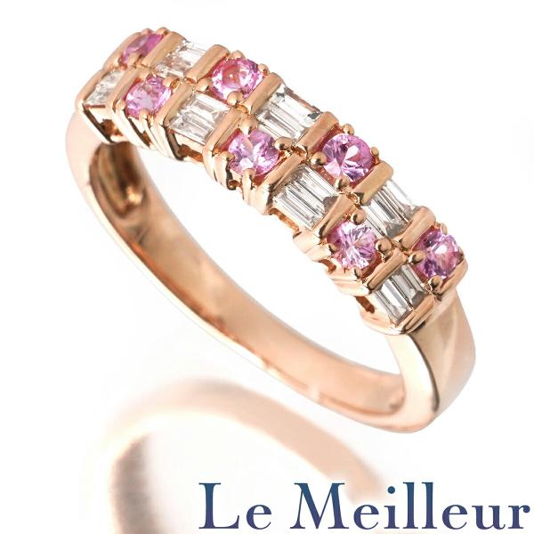 リング 指輪 ピンクサファイア 0.30ct ダイヤモンド ピンクゴールド K18PG 12号 中古...