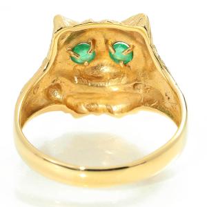 エメラルド イエローゴールド K18YG 猫モ...の詳細画像2