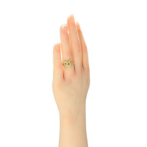 エメラルド イエローゴールド K18YG 猫モ...の詳細画像4