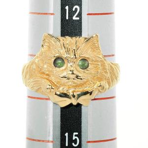 エメラルド イエローゴールド K18YG 猫モ...の詳細画像5