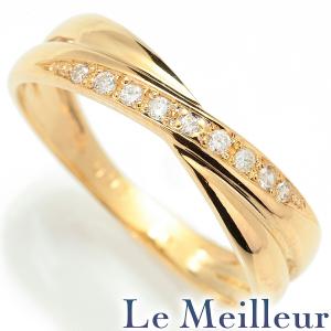 重ね付け風デザインリング 指輪 ダイヤモンド K18 14号 中古 プレラブド 返品OK