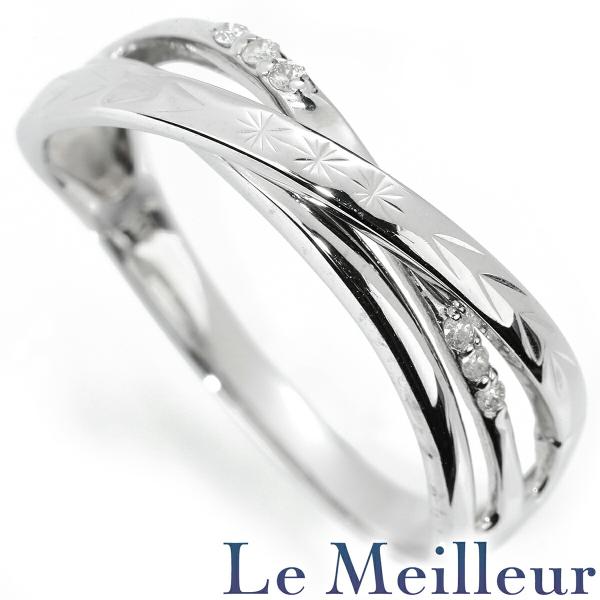 リング 指輪 ダイヤモンド ホワイトゴールド K10WG 14.5号 中古 返品OK