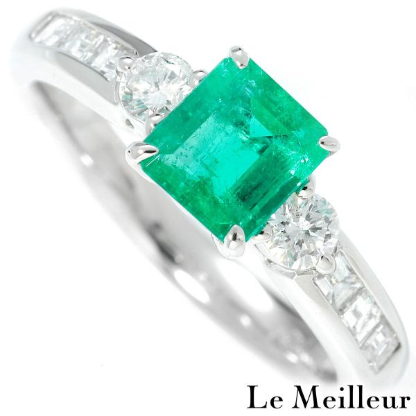 リング 指輪 エメラルド 0.73ct ダイヤモンド 0.28ct プラチナ Pt900 11号 中...