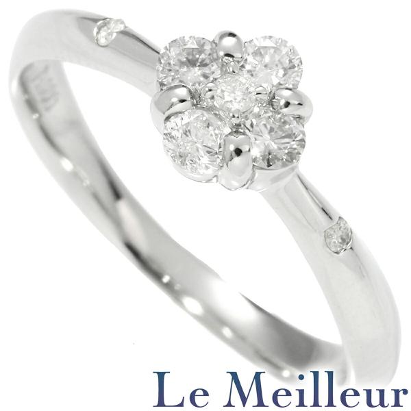 フラワーモチーフリング SIクラス 指輪 ダイヤモンド 0.32ct プラチナ Pt900 12号 ...