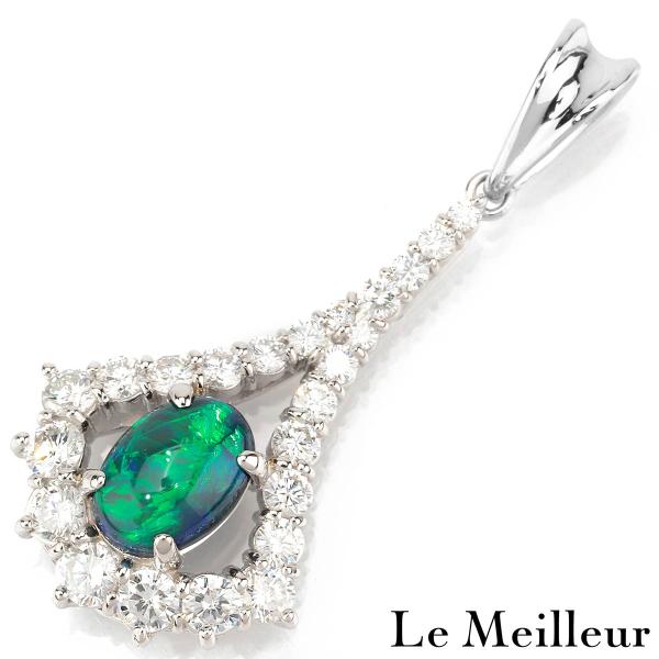 ブラックオパール 1.67ct ダイヤモンド 1.58ct プラチナ Pt900 ペンダントトップ ...