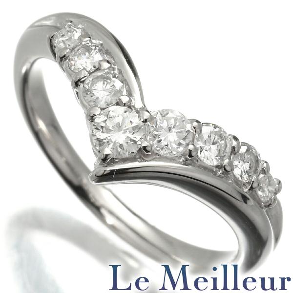 ダイヤモンド 0.5ct プラチナ Pt900 カーブデザインリング 8P SIクラス 13号 指輪...