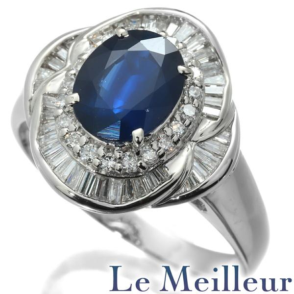 サファイア 2ct ダイヤモンド 0.51ct プラチナ Pt900 ヘイローデザインリング 15号...