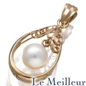 アヒルモチーフ パールペンダントトップ 真珠 8.0×15.0mm K18 中古