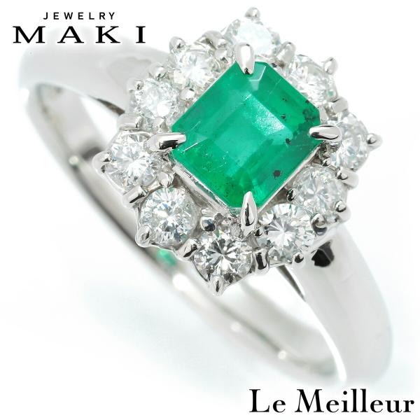 ジュエリーマキ Jewelry MAKI ヘイローデザインリング エメラルド 0.71ct ダイヤモ...