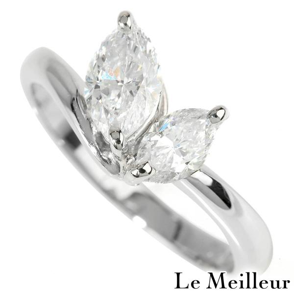 ダイヤモンド 0.66ct 0.38ct プラチナ Pt900 V字リング 13号 指輪  新品仕上...