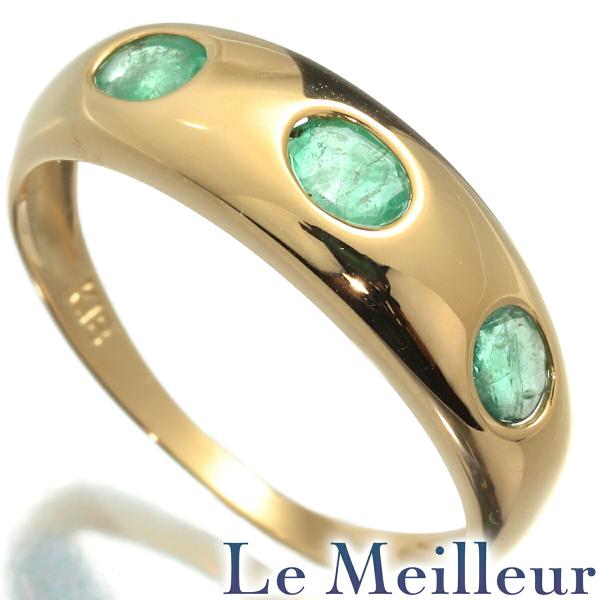 リング 指輪 エメラルド K18 10号 中古 プレラブド 返品OK