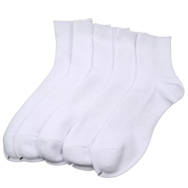 サポーター ホワイト ショートソックス 日本製 ロークルー丈 抗菌防臭・吸水速乾加工 リブ柄 26/...