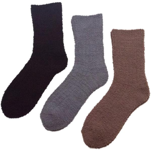 24〜26cm 3足セット　男性用（紳士 メンズ）モコモコ あったかウサコソックス（マシュマロ靴下）...