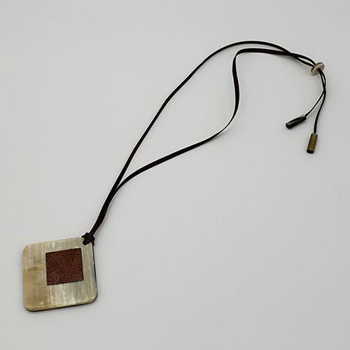 菱形水牛＆合皮ネックレス 定価6,600円 全国送料600円