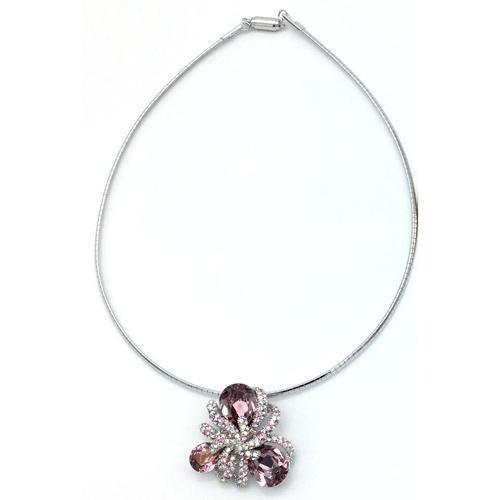 スワロフスキー オメガネックレス サーモンピンク 定価10,780円 全国送料600円