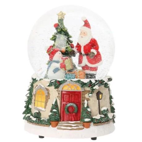 スノードーム・オルゴール サンタ・ツリーデコレーション